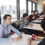 students eating at tables